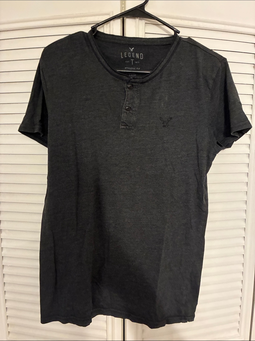 American Eagle Outfitters Black Short Sleeve Henley Tee